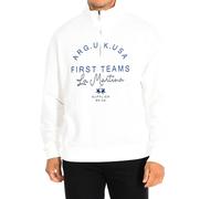 La Martina TMF600-FP220 Mens zip-up sweatshirt - White Cotton - Size Large