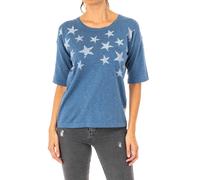 La Martina Womens 3/4 sleeve and round neck sweater LWS011 - Blue Cotton - Size Small