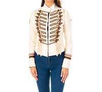 La Martina Womens long-sleeved high-neck jacket with hook and eye closure LWJG30 - Beige Cotton - Size EU 42
