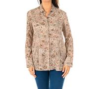 La Martina Womens long-sleeved shirt with lapel collar KWC002 - Brown Viscose - Size Medium