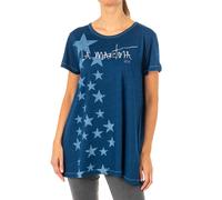 La Martina Womens Short Sleeve Round Neck T-shirt LWR304 - Blue Cotton - Size Medium