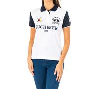La Martina Womens short-sleeved polo shirt with contrast lapel collar 2WP185 - White Cotton - Size Medium