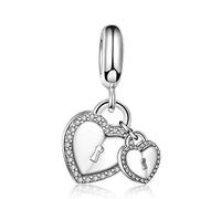 La Menars Heart Shape Locks Dangle Charm Authentic 925 Sterling Silver Beads Fits All European Charm Bracelets & Necklaces