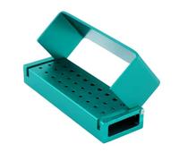 LA MIERE 30 Holes Dental Burs Holder Diamond Burs Drill High Speed Block Aluminum Autoclavable Box, Disinfection Bur Organizer Station Opening Box Case with Cover Reusble - Turquoise