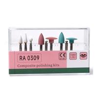 LA MIERE Dental Composite Polishing Kit 9pcs/Kit, Ceramic Oxide Grit, Ceramic Material, Low-speed Contra-angle Handpiece Compatible, White, Pink, Light blue