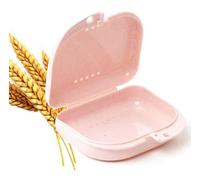 LA MIERE Wheat Straw Box Cute Retainer Holder Dental Thin Container Braces Case for Girl Women Kids Men Travel Partial Denture Night Mouth Guard Aligner Case, Cotton Candy