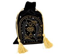 La Muci Velvet Tarot Card Bag - Drawstring Pouch for Tarot Deck Storage - Magic Black Heart Bag- Jewelry Storage & Gift Bag with Gold Tassel Drawstrings, 6.6 x 9 inches