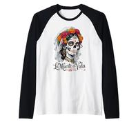La Muerte Es Vida - Elegant Día de los Muertos Catrina Raglan Baseball Tee