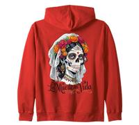 La Muerte Es Vida - Elegant Día de los Muertos Catrina Zip Hoodie