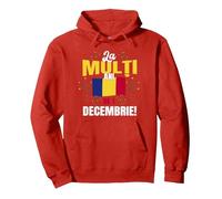La muli ani de 1 Decembrie! Happy 1st Of December Romania Pullover Hoodie, Adult Unisex, Red, Small