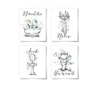 La Naranja Black and White Bathroom Wall Art Greenery Decor Minimalist Botanical Prints Modern Boho Eucalyptus Posters Relax Soak Unwind Breathe Sign, Set of 4 Pictures, 8''x10'', UNFRAMED