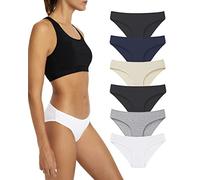La Notte Women Bikini Underwear, Cotton Bikini Underwear Women, Black Underwear Women, 6 Pack Soft, Lightweight Panties