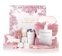 LA NOVO Gift Basket for Women, Pink Self Care Spa Package, Thinking of You, Elegant Birthday Gifts for Mom, Sister, Wife, Best Friend