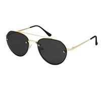 La Optica B.L.M. UV400 CAT 3 Unisex Sunglasses Rimless Gold Aviator Glasses with Glasses Bag and Cleaning Cloth - Black - Medium