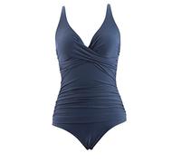 LA ORCHID Women's One-Piece Swimsuit, V-Neck, High Waist, Tummy Control, Push Up, Navy Blue, Size 22