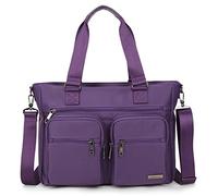 La Packmore Water Repellent Nylon Shoulder Bag Handbag Laptop Tote Travel Work School Clinic Nurse Tote (Lavender)