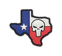 LA PATCHERIA Texas Punisher Flag Patch 7 x 6 cm - Patch 100% Rubber with Velcro® Original Velcro® Brand Hook Sewn on the Back - 3D High Definition - for Decorating Jackets, Backpacks, Uniforms