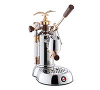 La Pavoni 2015 Lever Handle Coffee Maker with a Capacity of 1.6l from Smeg Expo LPLEXP01EU, Steel, Chrome/Gold