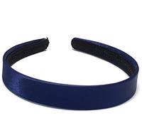 La Peach Fashions 2 cm Wide Plain Satin Fabric Alice Band Beautiful Lovely Colour Hairband Quality Headbands (Navy)