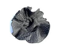 LA PEACH FASHIONS Extra Large Pokka Dot Ribbed Scrunchie With Double Ruffle Layer Size 14 cm Polyester Hair Tie Black