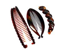La Peach Fashions Ladies 3 pc.Set Of Assorted Tort Banana Hair Combs Lovely Designs Quality Product Tort