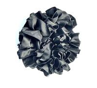 LA PEACH FASHIONS Satin Hair Scruchie With Double Ruffled Layers Regular Size 10 cm 100% Polyester Black