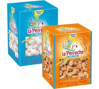 La Perruche White and Brown Natural Cane Sugar Cubes 500g each (Pack of 2)