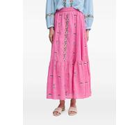 La Petite Française Jamal embroidered tiered maxi skirt - Pink 40