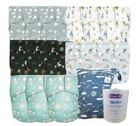 La Petite Ourse All-in-One Nappy Kit, 15 Reusable Nappies with Wet Bag and Liners, Mixed Prints