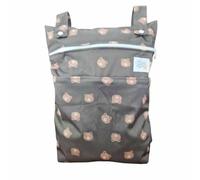 La Petite Ourse Double Wet Bag, Waterproof Wet Bag for use with Cloth Nappies or Family use, 50x40cm, Holds 8 Nappies, Reusable (Bears)