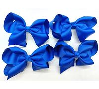 La Petite Princesse Bow Hair Clips Hair Barrettes Set of 4 royal blue hair accessories Girls blue Bows Ribbons Hair Grips for School