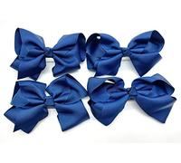 La Petite Princesse navy hair accessories Bow Hair Clips Hair Barrettes set of 4 Navy Blue Hair bow school clips Girls Bows Ribbons Hair Grips for School