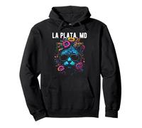 La Plata Maryland Cat Wearing Sunglasses and Flowers Design Pullover Hoodie