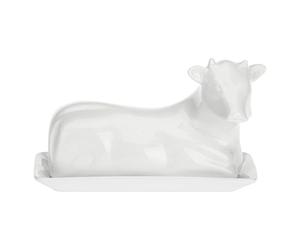 la Porcellana Mucchine Cow Butter Dish Gift Box, White, 18 cm