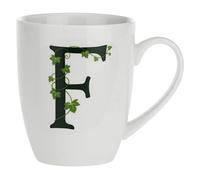 la Porcellana Mug Letter F, Porcelain, White, 1 Count (Pack of 1)