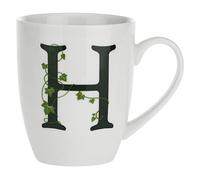 la Porcellana Mug Letter H, Porcelain, White, 1 Count (Pack of 1)