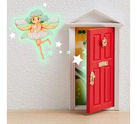 LA PUERTA MÁGICA Tooth Fairy Magic Door + Greetings Card German Version - Magic Door with 4 Accessories - The Tooth Fairy Loves All Girls and Boys Gift for Children (Red)