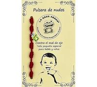 LA RANA ARANA - Bracelet 7 knots babies children red - Red thread protection negative energy - Against the evil eye - Good luck charm - Small size, Desde 8 cm a 18 cm, Nylon, 0