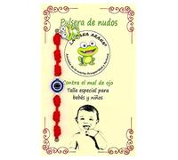 LA RANA ARANA - Knot bracelet with red baby evil eye - evil eye bracelet - Good luck amulet - Red thread protection negative energy - Special size for children, Desde 8 cm a 18 cm, Nylon, 0