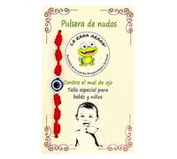 LA RANA ARANA - Knot bracelet with red baby evil eye - evil eye bracelet - Good luck amulet - Red thread protection negative energy - Special size for children, Desde 8 cm a 18 cm, Nylon, 0