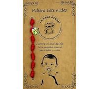LA RANA ARANA - Seven knotted red bracelet for babies and children - Evil Eye - Red wire protection negative energy - Good luck charm - Small size, Desde 8 cm a 18 cm, Nylon, 0