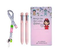 La Repera de Enfermera Set Nursing Bag + 2 Multicoloured Pens + Lanyard | Organiser Pocket + Pack of Pens + Lanyard | Nurse and TCAE Accessories (SET PINK)