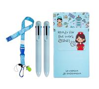 La Repera de Enfermera Set Nursing Bag + 2 Multicoloured Pens + Lanyard | Organiser Pocket + Pack of Pens + Lanyard | Nurse and TCAE Accessories (SET BLUE)