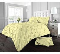 La Ritzy Pintuck Duvet Cover and Pillowcases Set Poly cotton Bedding (Alford Yellow, Double)