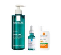 La Roche-Posay Effaclar 3-Step Routine - Micro-Peeling Gel Wash 400ml + Ultra Concentrated Serum 30ml + Anthelios UVMune 400 Oil Control SPF50+ 50ml