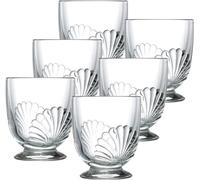 La Rochere Belle Isle Drinking Glasses Set of 6 - Home, Restaurant or Bar Glasses - Dishwasher Safe Wine Glasses w/Seashell Design - Elegant Alcohol Glass Cups - Vintage Glassware Set (11 Oz)