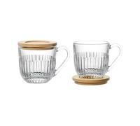 La Rochère Ouessant mug with lid/saucer 2-pack Transparent-bamboo