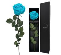 LA ROSEE ETERNELLE Perfumed Eternal Rose with Long Stem - Natural Preserved Rose - Eternal Flower from Ecuador - Original Gift for Women, Girlfriends, or Mothers - Color Miami Blue