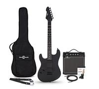 LA Select Modern Left Handed Electric Guitar Blackout 15W Guitar Amp & Accessory Pack