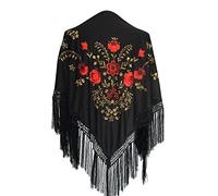 La Senorita Spanish Flamenco Dance Shawl black red gold